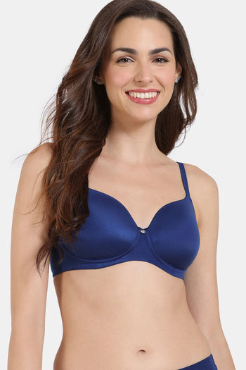 Buy Zivame Marshmallow Padded Non Wired 3/4th Coverage T-Shirt Bra - Blue Depth